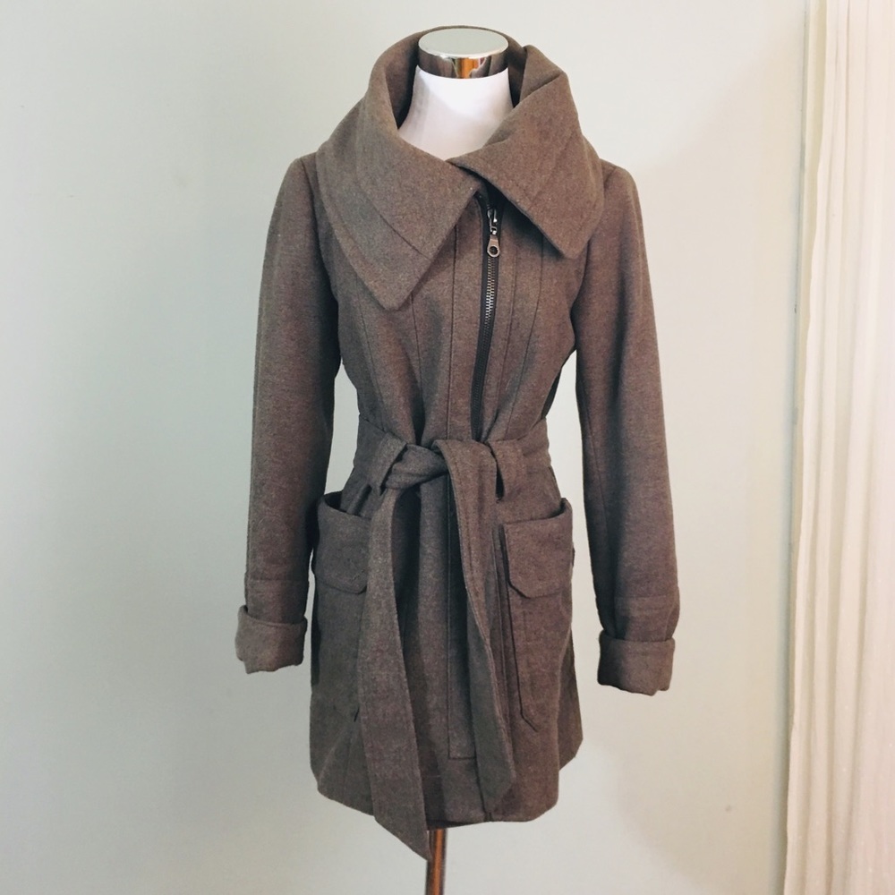 Zara basic wool belted coat size s